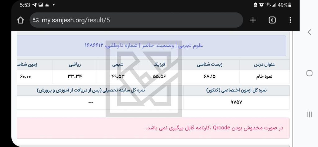 کارنامه کنکور رتبه برتر تجربی و قبولی پزشکی همدان